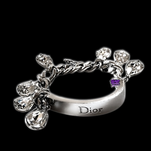 Dior Vintage By Galliano Y2K Crystal Charm Embellished Logo ID Gambler Bracelet - Picture 15 of 16